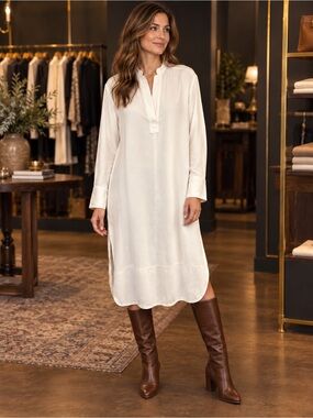 Helmut Lang Women’s white Cream Long Sleeve Tunic Dress XS